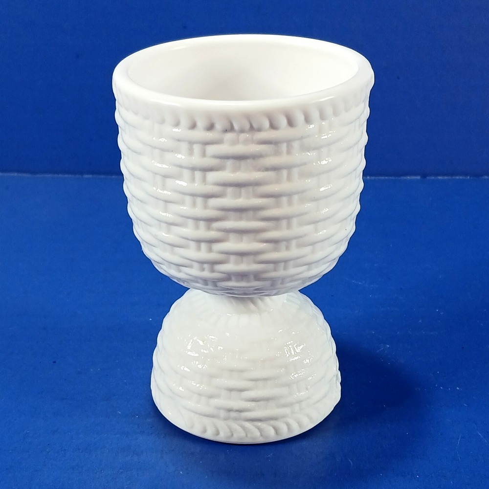 White Basket Weave Double Egg Cup